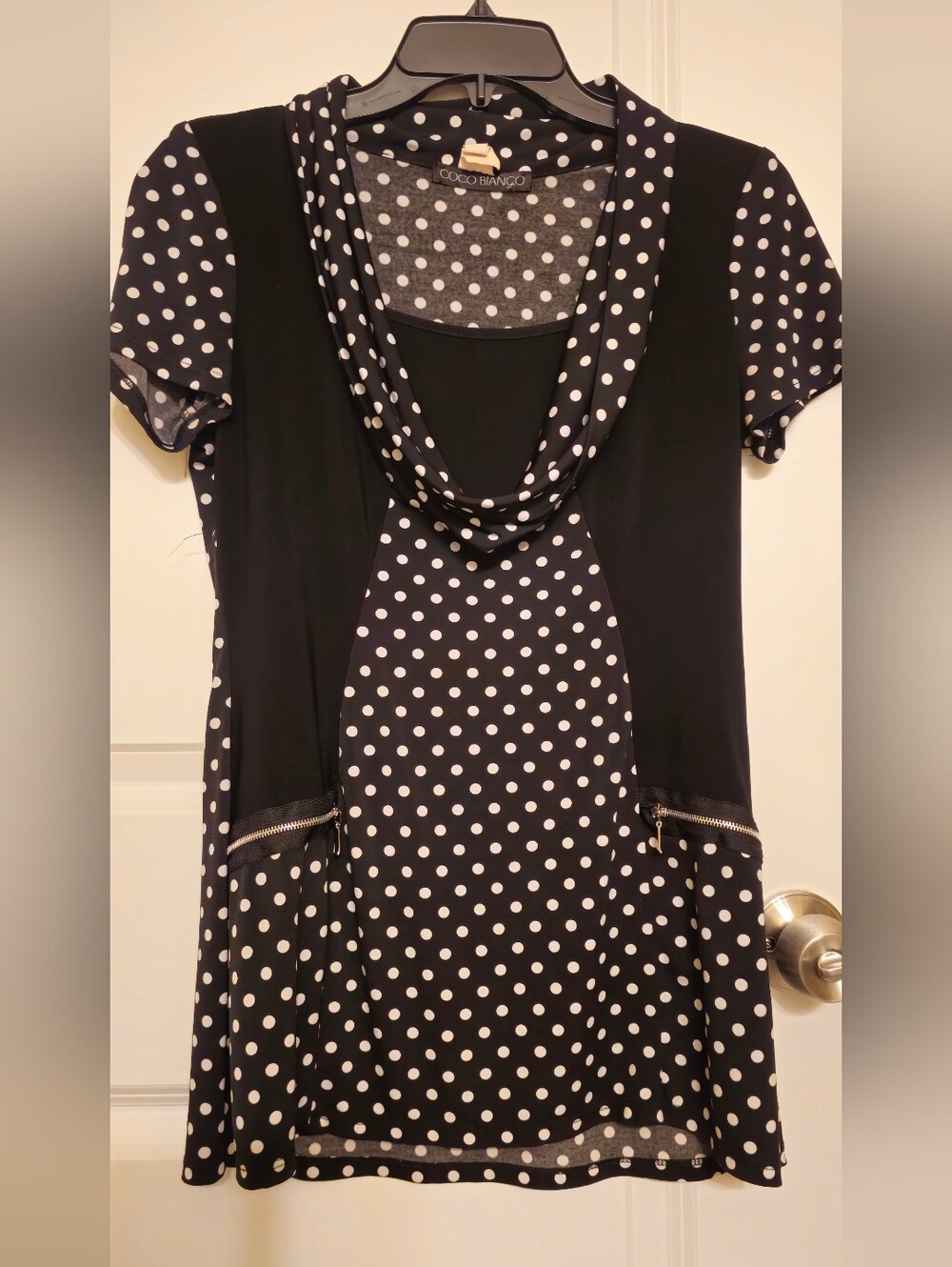Coco Bianco Black Polka Dot Cowl Neck Tunic